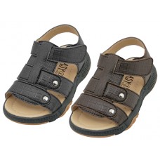 BB6006 - Wholesale Boy's "Easy USA" P.U. Leather Upper Velcro Open Toe Sandals (*Asst. Black & Brown)